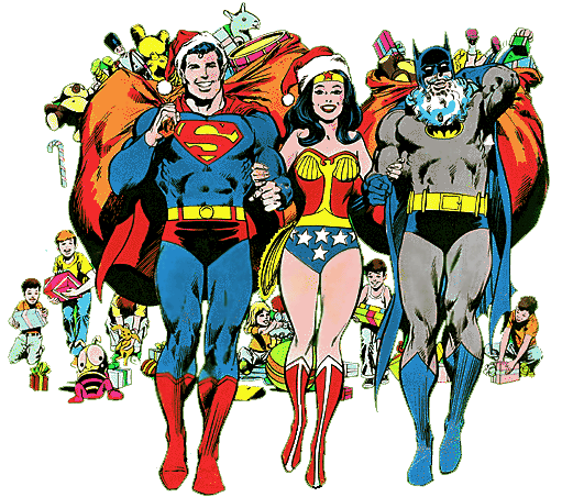 Christmas gifts from Superman, Wonder Woman and Batman