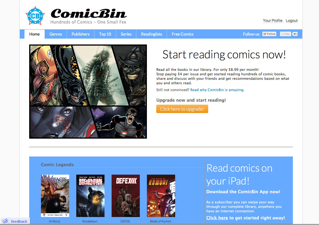 ComicBin Webpage