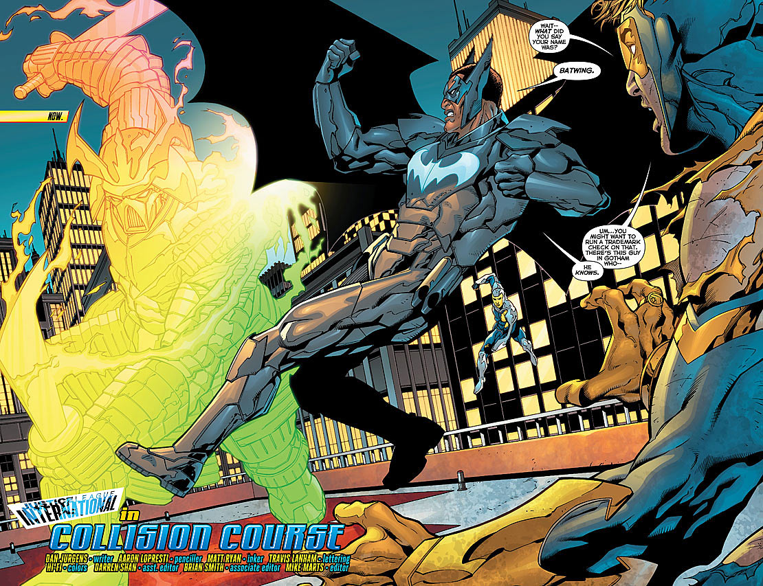 Justice League International #8 two-page spread