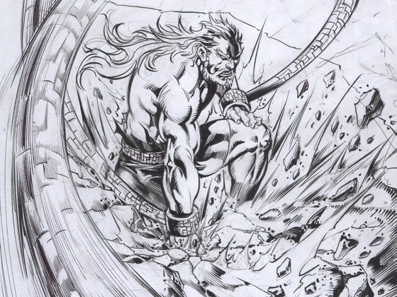 Barbarian Comics black-and-white sketch