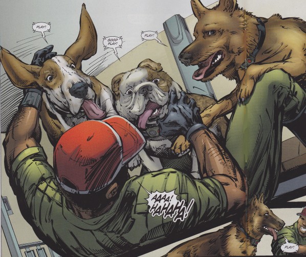 Talking dogs in Blackhawks #3 (2011).