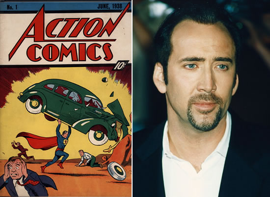 Nicholas Cage and his stolen Comic Book Action Comics #1 with Superman