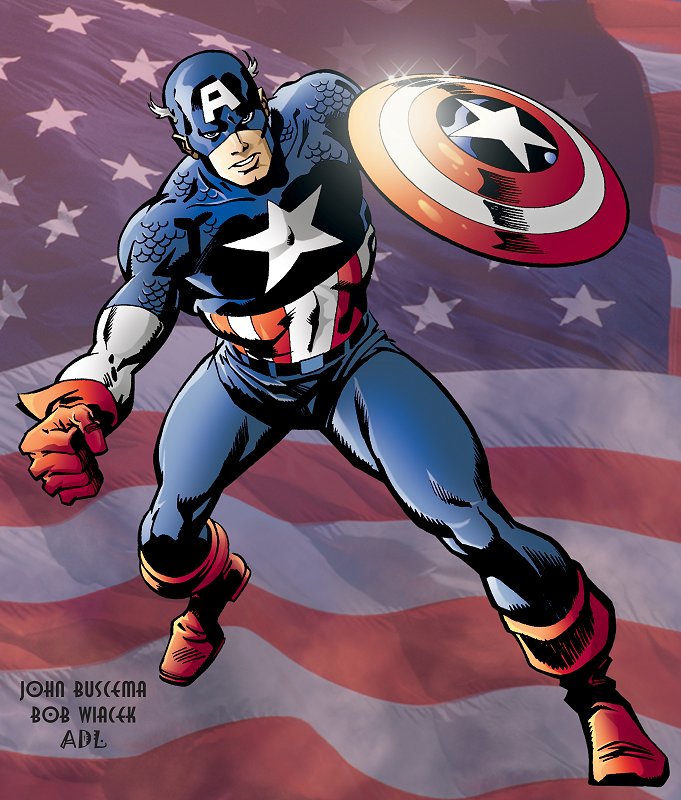 Captain America icon in Front of American Flag
