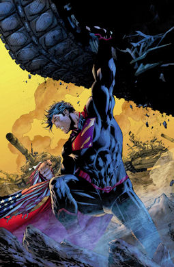 The cover for Superman Unchained is symbolic, because what he's having to hold up is the whole rest of his franchise with this book now.