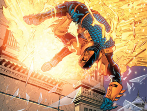 Deathstroke #16: Slade blown out of a window