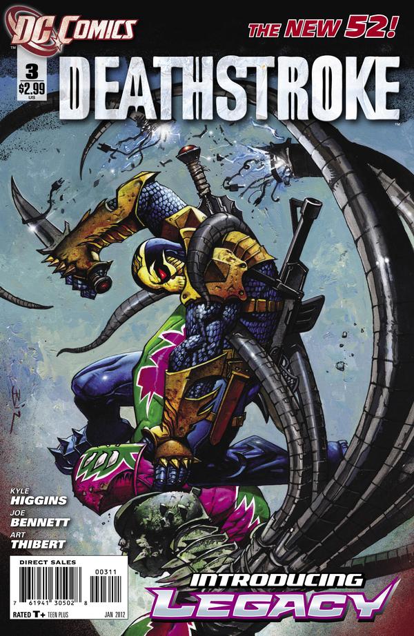 DC Comics New 52: Deathstroke #3 (2011) written by Kyle Higgins and drawn by Joe Bennett.