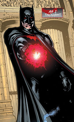 Earth 2 Batman sticks to a color scheme so much even his gun flares match.