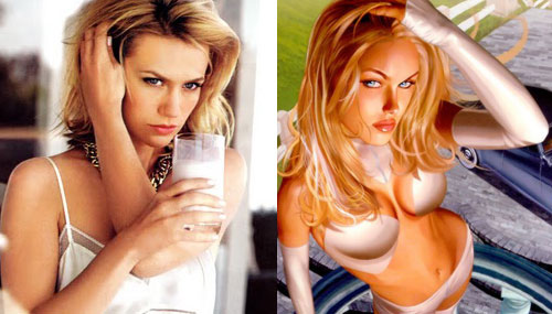 January Jones playing Emma Frost in X-Men: First Class