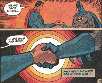 Batman and Superman's Suggestive Handshake