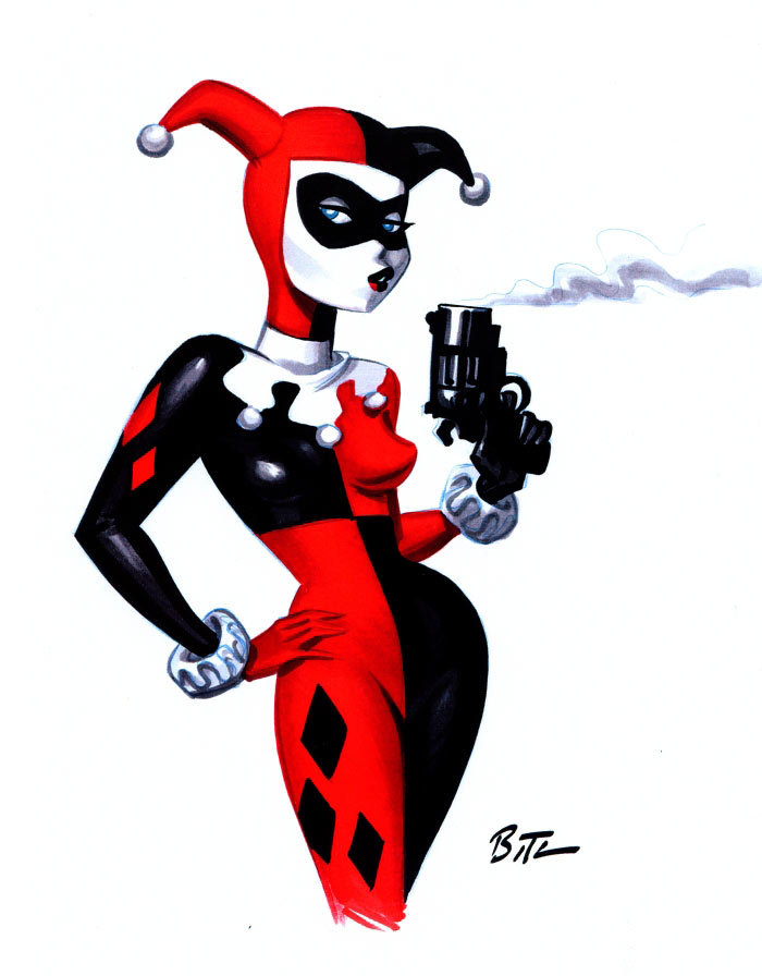 Harley Quinn with a gun.