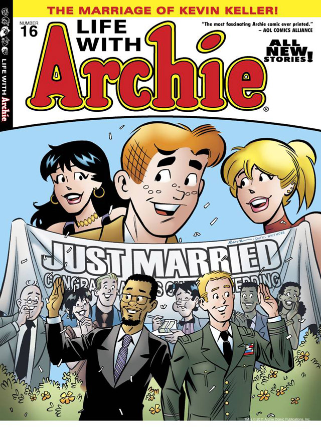 Life with Archie #16 (2012) cover featuring the gay, interracial marriage of Kevin Keller.