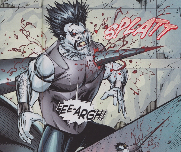 Deathstroke #12 Lobo gets stabbed by his bike