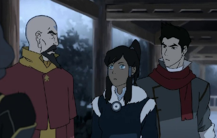 Korra listening to Tenzin