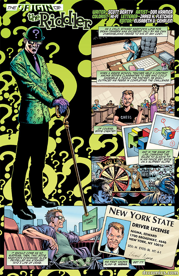 Riddler Biography Comic Page 1