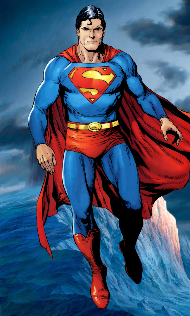 Superman flying in the arctic.
