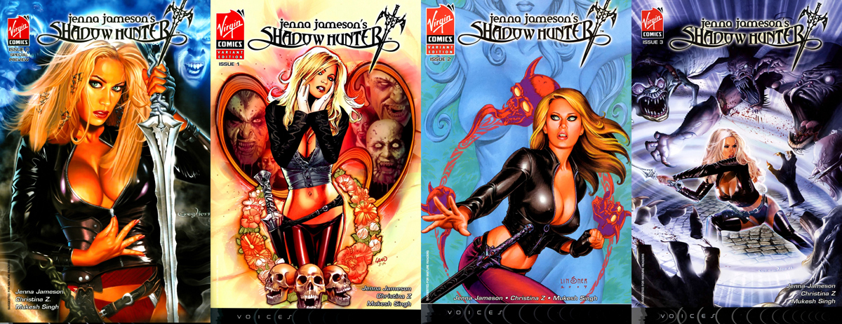 Virgin Comics Jenna Jameson's Shadow Hunter written in part by Christina V and art by Mukesh Singh.