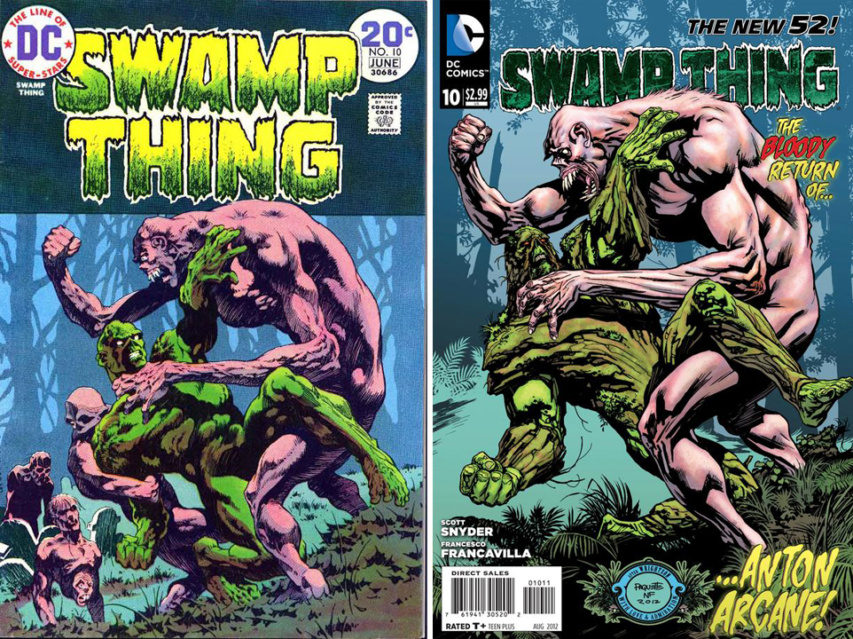 Swamp Thing #10 cover from the 60s' and the New 52