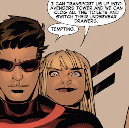 The sheer crazy creepiness of Magik's expression makes this one of the few panels where Bachalo's style works for it.